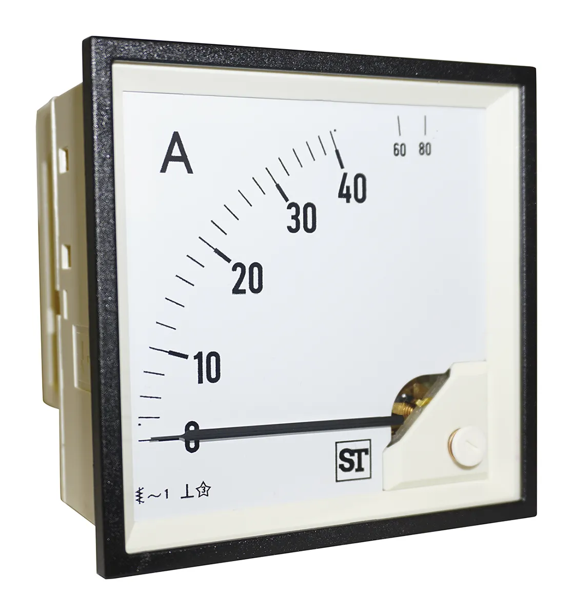 Amperometro analogico da pannello Sifam Tinsley, max 40A, c.a., foro L 92mm x H 92mm