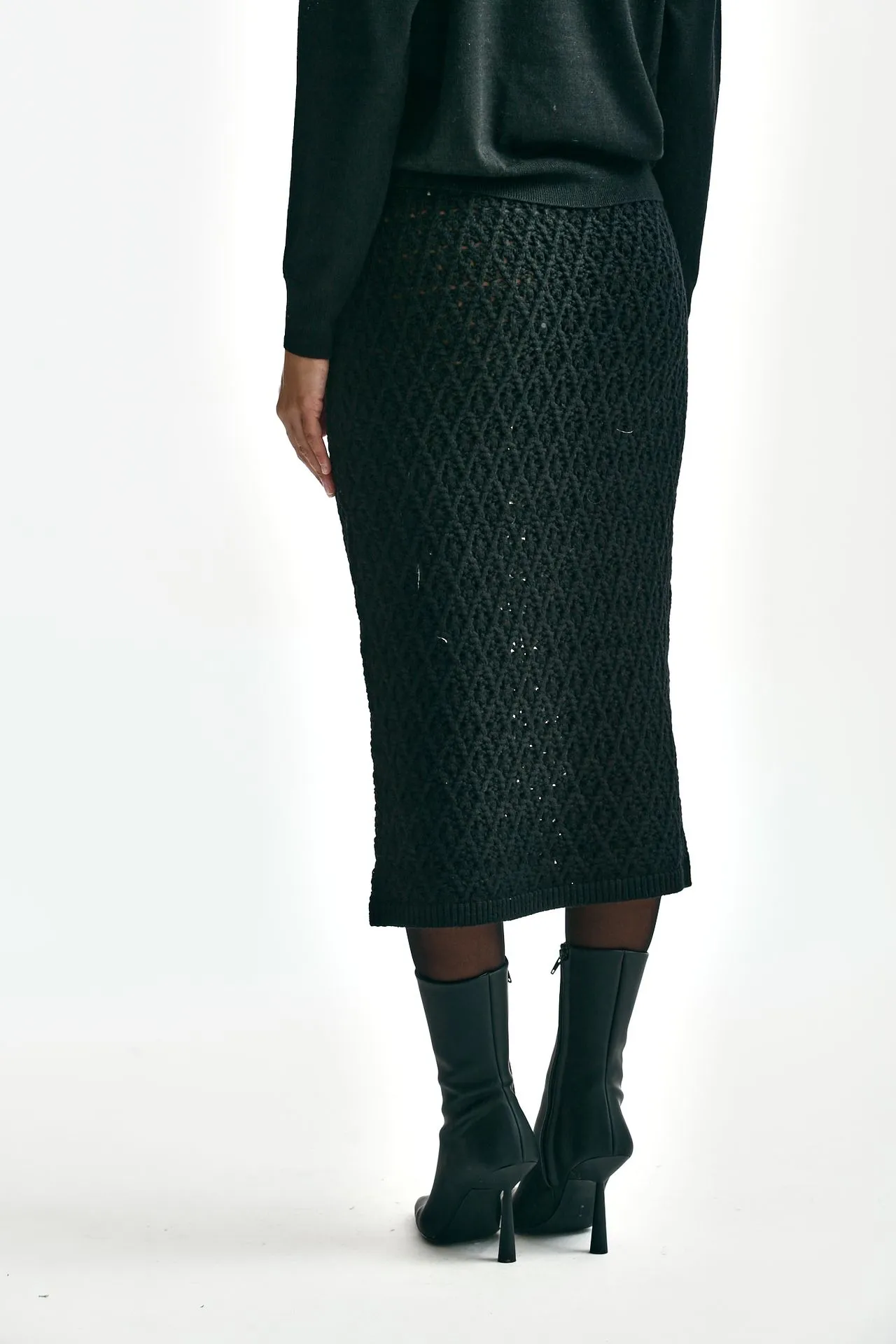Black Knit Midi Skirt