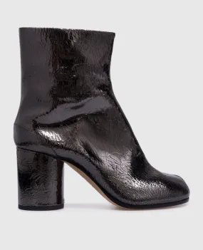 Maison Margiela Black Leather Tabi Ankle Boots with Cracked Effect - S58WU0260P5016